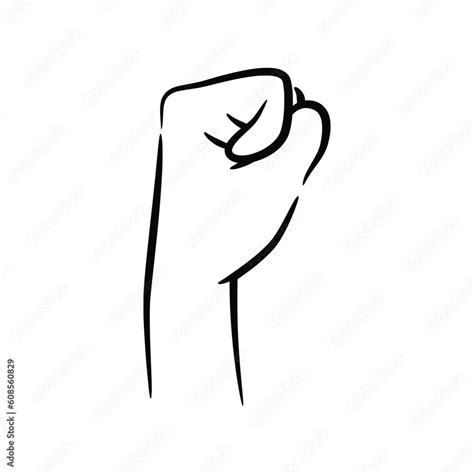 Human fist punch line art vector illustration Stock Vector | Adobe Stock