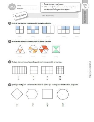 Cm Exercices Les Fractions