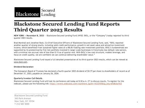 Blackstone Secured Lending Fund. 2023 Q3 - Results - Earnings Call ...