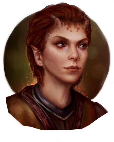 F Tiefling Rogue Thief Leather Armor Portrait Portrait Tiefling