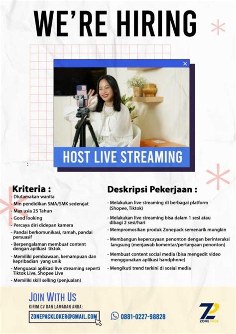 Lowongan Kerja Host Live Streaming Di Zonepack LokerBandung Id