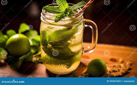 Refreshing Summer Mojito Cocktail With Citrus Fruit And Mint Leaf