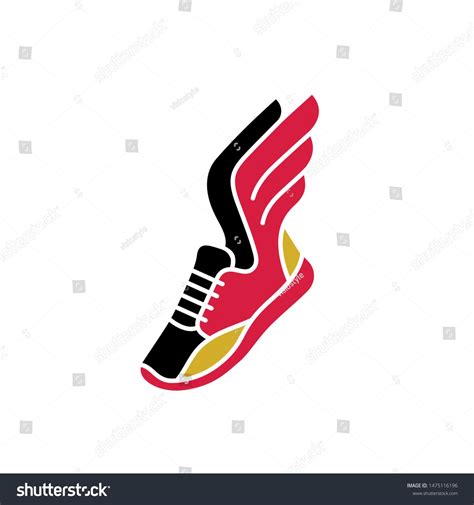 Speeding Running Sport Shoe Symbol Icon Or Logo Running Shoe With