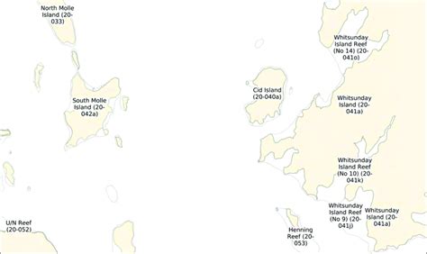 Extract map of the GBR Features west of Whitsunday Island. Whitsunday ...