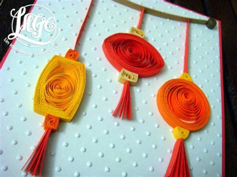 Lin Handmade Greetings Card Quilled Lanterns On Cny Cards Paper