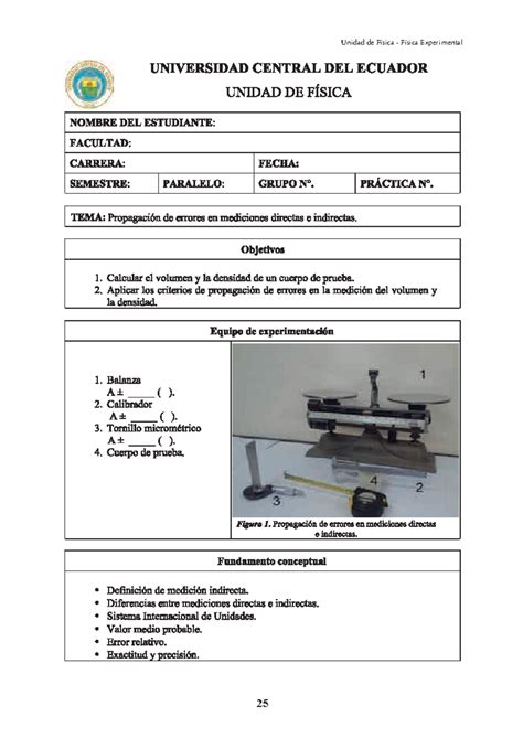 Propagaci N De Errores En Mediciones Directas E Indirectas F Sica