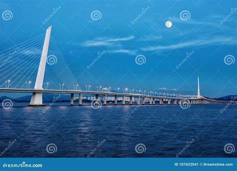 The bridge of shenzhen bay stock image. Image of landscape - 107622041