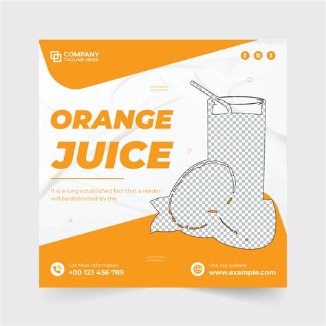 Orange Juice Sale Social Media Post Vector With Orange Color Shapes