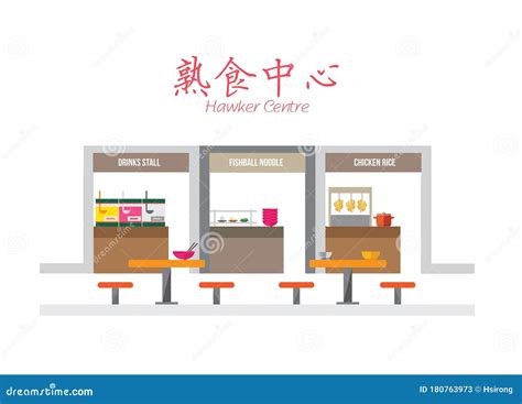 Hawker Centre In Singapore Cartoon Vector | CartoonDealer.com #180763973