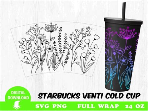 Tumbler Design Svg Wildflowers Full Wrap For Strata Etsy