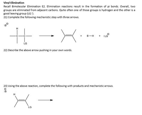 Solved Vinyl Elimination Recall Bimolecular Elimination E Chegg