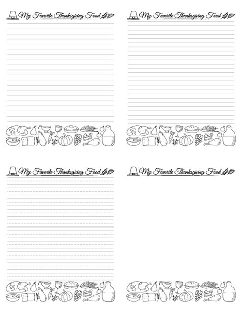 Free Printable My Favorite Thanksgiving Food Writing Templates