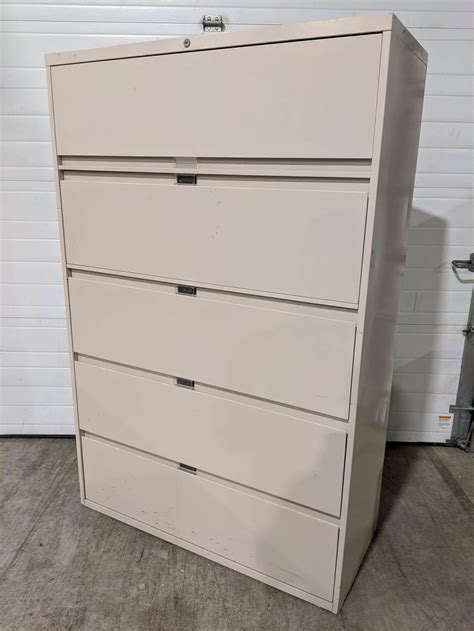 Putty Metal 5 Drawer Lateral Filing Cabinet â€“ 42 Inch Wide