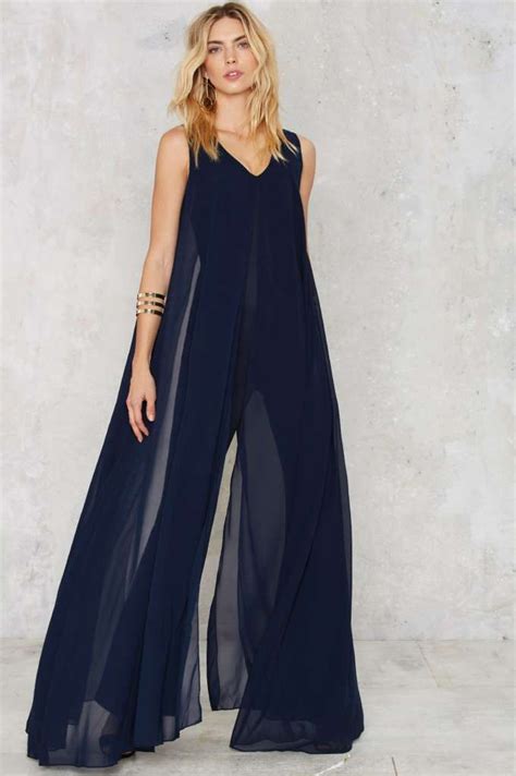 Lavish Alice Float On Flare Jumpsuit Navy Rompers Jumpsuits