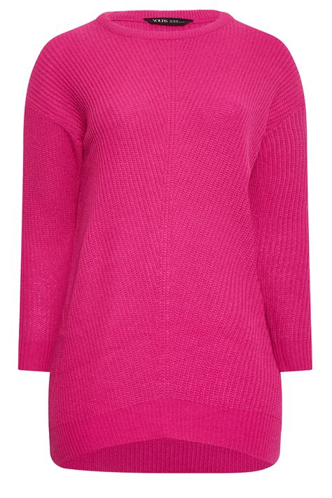 Plus Size Curve Hot Pink Essential Knitted Jumper Yours Clothing