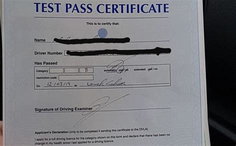 Theory Test Pass Certificate