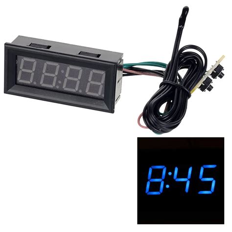 0.56 Blue LED Clock Voltage Temperature 12V Digital Display Thermometer Voltmeter Electrical ...