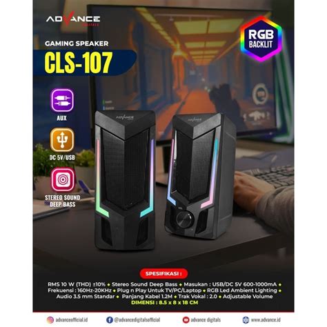 Jual Speaker Gaming Advance CLS 107 CLS107 RGB Shopee Indonesia