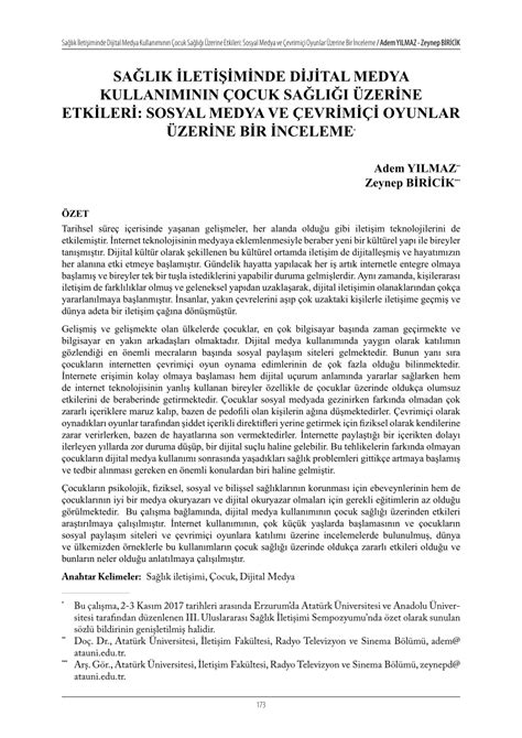 PDF Sağlık İletişiminde Dijital Medya Kullanımının Çocuk Sağlığı