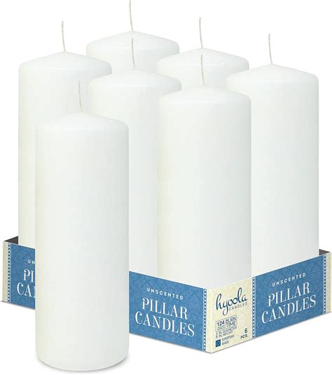 Hyoola White Pillar Candles 75200 Mm 3 X 8 Inch 6 Pack Unscented Pillar Candle Set