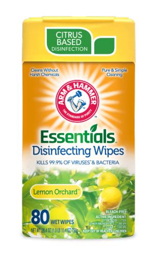 Arm And Hammer Essentials Disinfecting Wipes Lemon Orchard 80 Ct Kroger