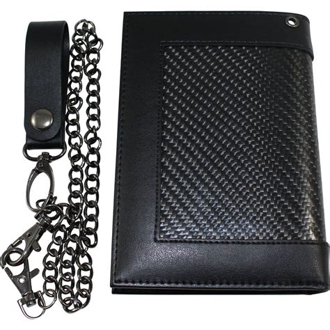 Carbon Fiber Leather Rfid Blocking Anti Theft Passport Wallet W Removable Chain