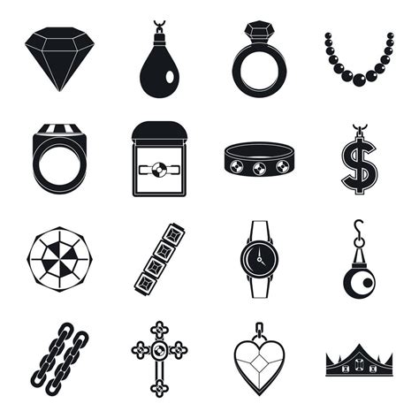 Jewelry Items Icons Set Simple Style 8904363 Vector Art At Vecteezy