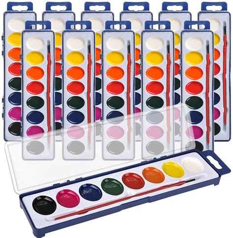 ArtCreativity Watercolor Paint Set for Kids, Set of 12, 8-Colors Paint ...