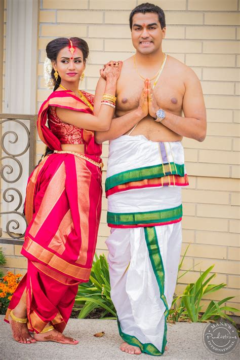 Tamil Iyer Bride And Groom In Traditional Wedding Attire Wedding