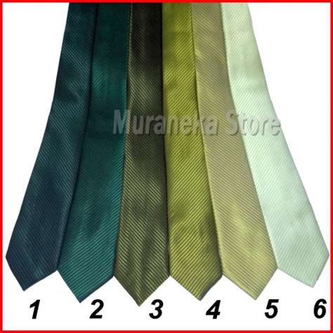 Jual Dasi Import Panjang Pria Hijau 3 Motif Garis Salur Setela Kerja