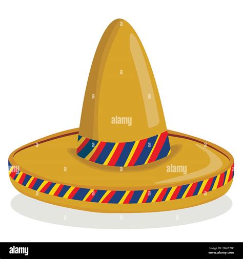 Mexican Ethnic Sombrero Hat Isolated Element Vector Drawing