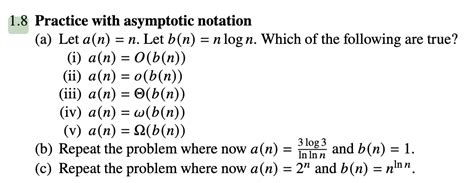 Solved Practice With Asymptotic Notation A Let Chegg