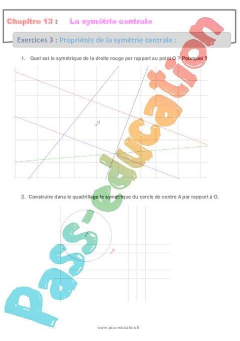 Propriétés de la symétrie centrale 5ème Exercices avec les