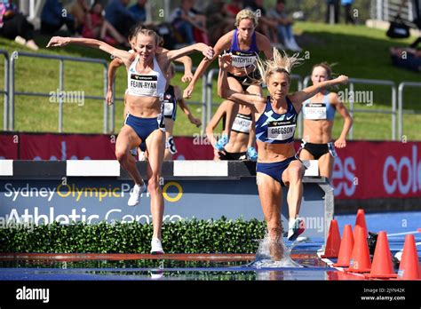 Genevieve Gregson Leads In The Womens 3000m Steeplechase During The