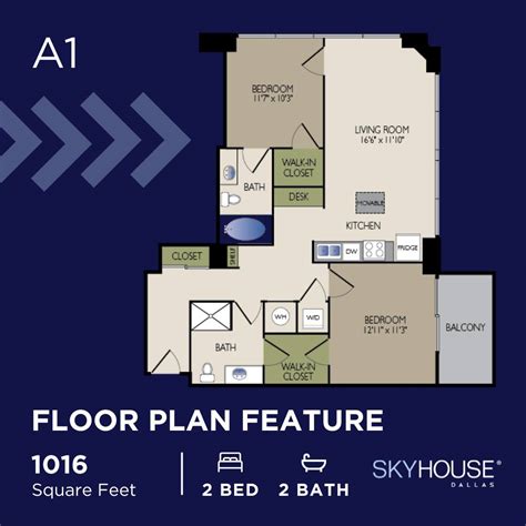 Skyhouse 🏠 Summer Space Goals The A1 Floor Plan At Skyhouse Dallas