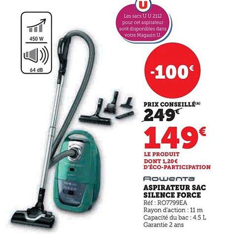 Promo Aspirateur Sac Silence Force Rowenta Chez Hyper U ICatalogue Fr