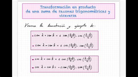 29 Transformación de sumas y restas de razones trigonométricas en