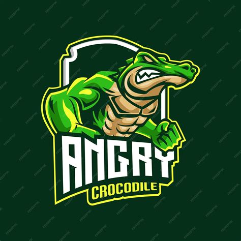 Logotipo De Mascote De Crocodilos Vetoriais Para Esport E Equipe Esportiva Vetor Premium