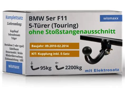 ANHÄNGERKUPPLUNG FÜR BMW 5er F11 10 14 starr HOOK 13polig E Satz