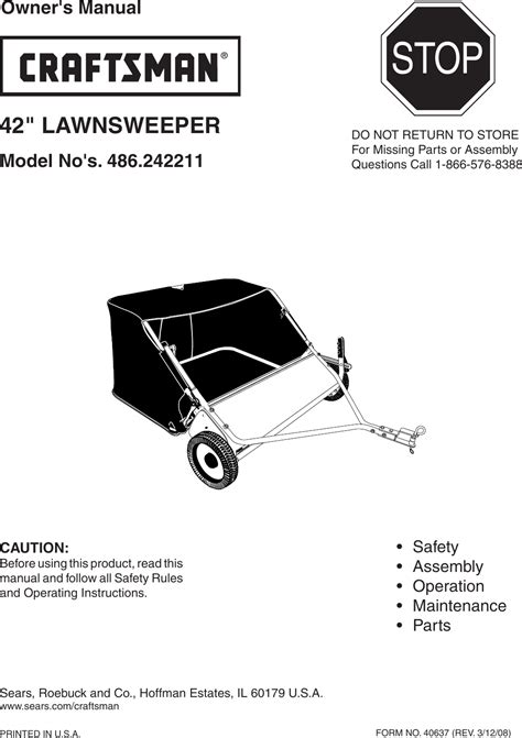 Craftsman Lawnsweeper 486 242211 Users Manual