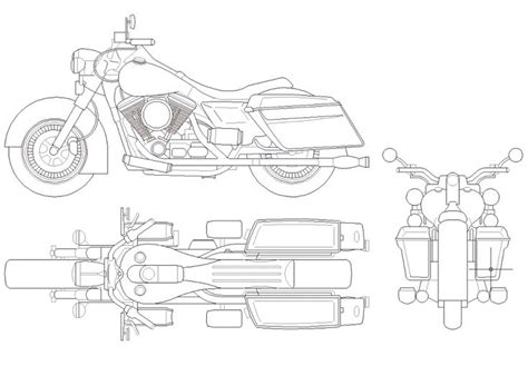 Harley Davidson bike plan,elevation and rear view dwg file | Harley ...