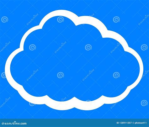 Cloud Symbol Icon White Simple Outline Isolated Vector Stock