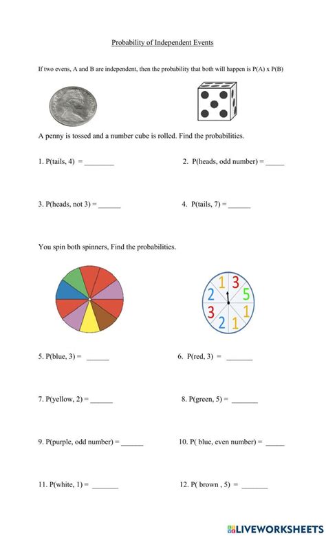 Quiz And Worksheet Independent And Dependent Events In Probability