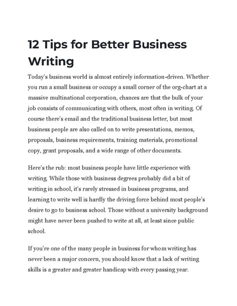 12 Tips for Better Business Writing - 12 Tips for Better Business ...