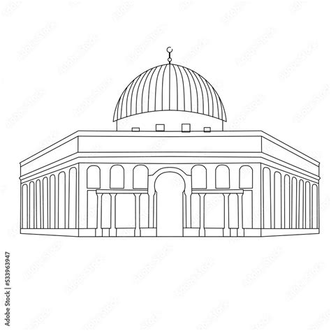 Sketch Of The Al Aqsa Mosque Or Al Quds In Palestine Stock Vector