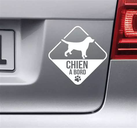 Sticker voiture chien à bord couleur unie TenStickers