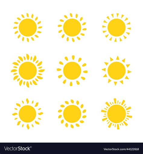 Cartoon Yellow Sun Shining Light Rays To Heat Vector Image