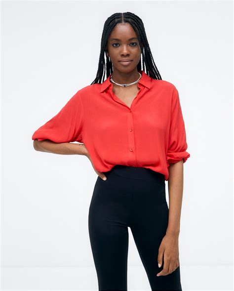 Long Sleeve Shirt With Cuffs Elastic Waist Red Color Red Sizes Xs