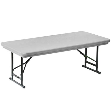 Correll Adjustable Height Folding Table, 24" x 48" Plastic, Gray - Short Legs - R-Series RA2448S