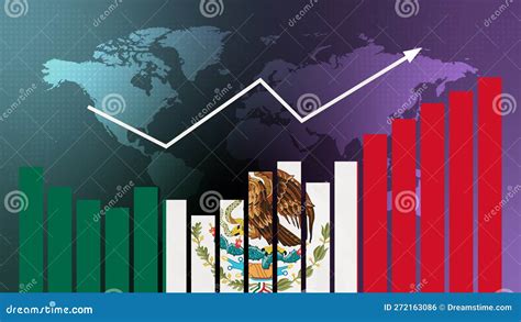 Mexico Bar Chart Graph With Ups And Downs Increasing Values Concept